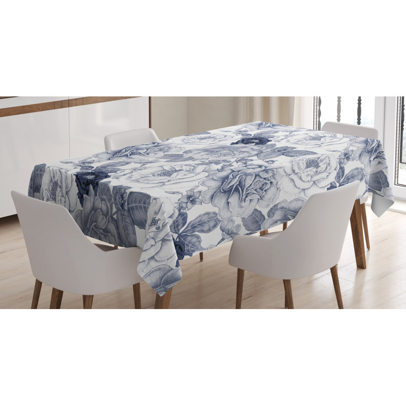 Shabby Flora Dining Room Kitchen Tablecloth, 84" L x 60" W