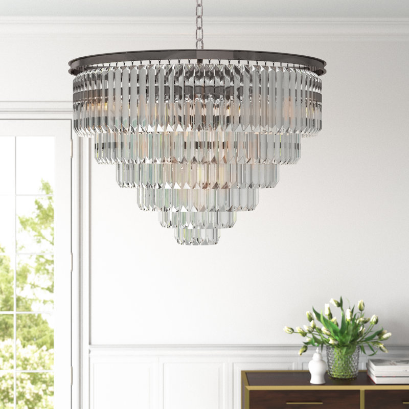Yazmin 10 - Light Tiered Chandelier, Polished Nickel, Crystal (Clear)