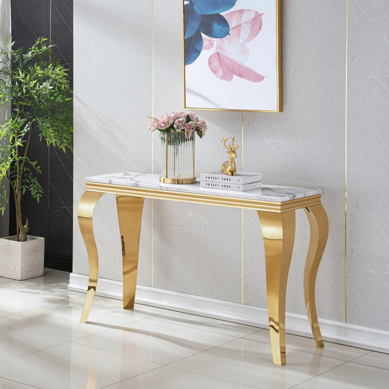 Ysella 46.85'' Console Table, Gold