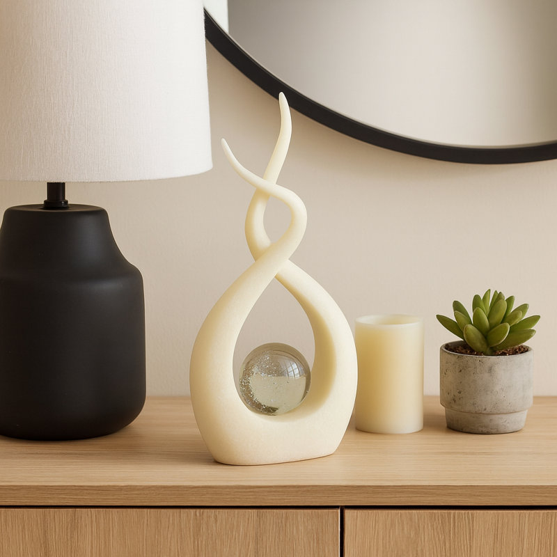 Swirl Design Decorative Object for Home Decor – Modern Figurine with Marble Accent for Shelf Styling, Coffee Table Decor, or Decorations for Living Room and Kitchen Decor – 12"