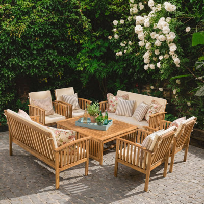 Amorae Acacia 8 - Person Patio Conversation Set with Cushions