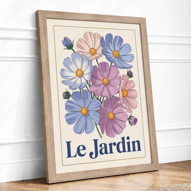 Cosmos Garden Botanical - Framed Print, A1 - 84.1 x 59.4 cm, Oak