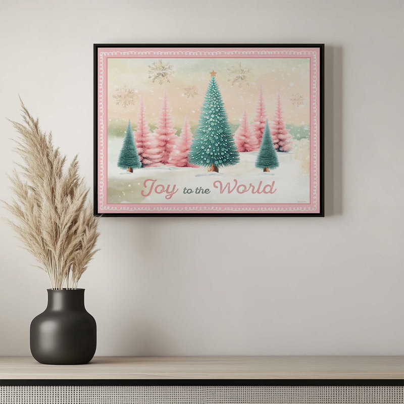 «Joy to the World Trees» par Nicole DeCamp, reproduction d'art, L 24 po x H 18 po, Blanc, Toile avec cadre