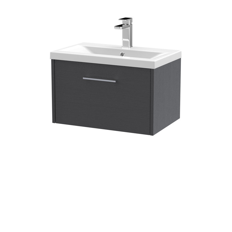 Juno 600mm Single Bathroom Vanity with Integrated Vitreous China Basin, Graphite Grey