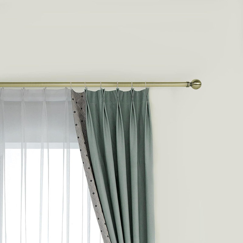 120cm Straight Tension Shower Curtain Rod & Hook Set, Brass