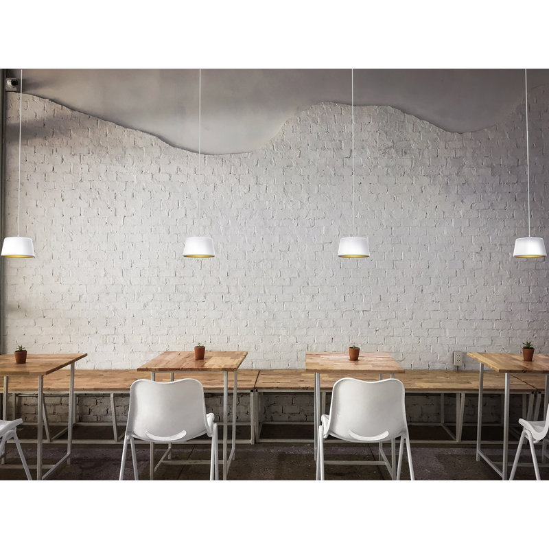 Pillbox 1 - Light Single Empire Pendant, White/Gold, White, Yes