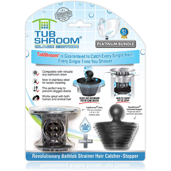 TSULT455 - TubShroom TSULT455 - TubShroom Ultra Tub Drain Protector &  StopShroom Plug (Platinum Bundle)