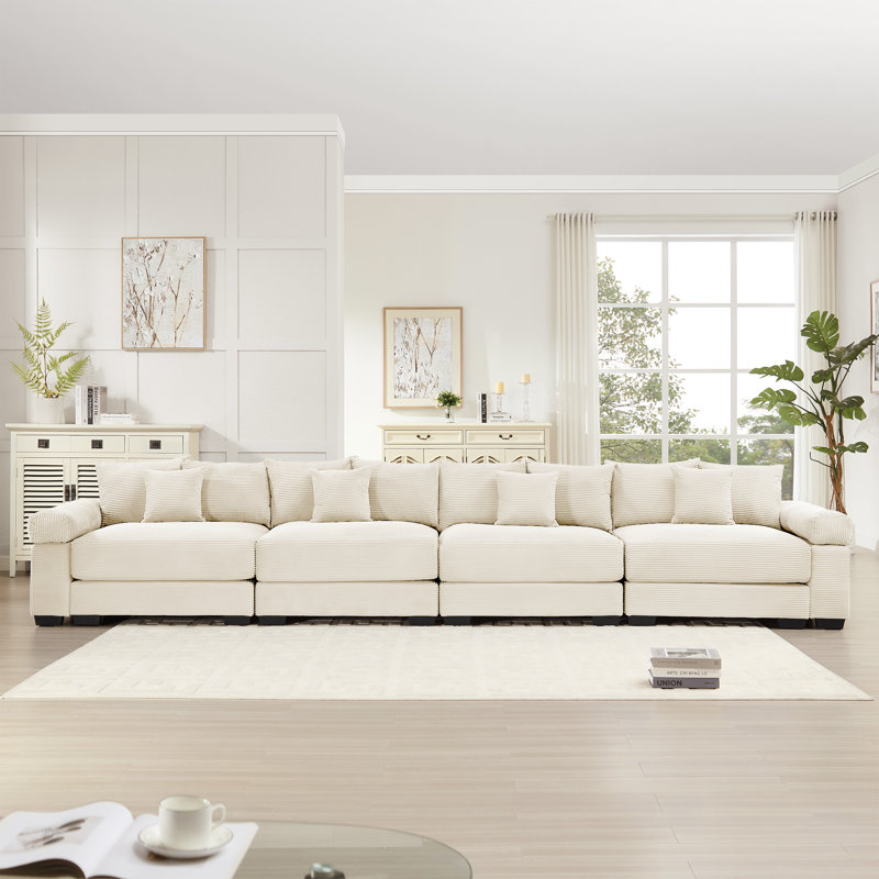 Canapé modulaire surdimensionné de 170 po Cloud, Velours côtelé crème