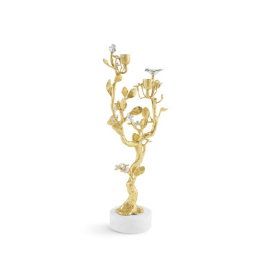 Lovebirds Silver & Gold Marble Candelabra