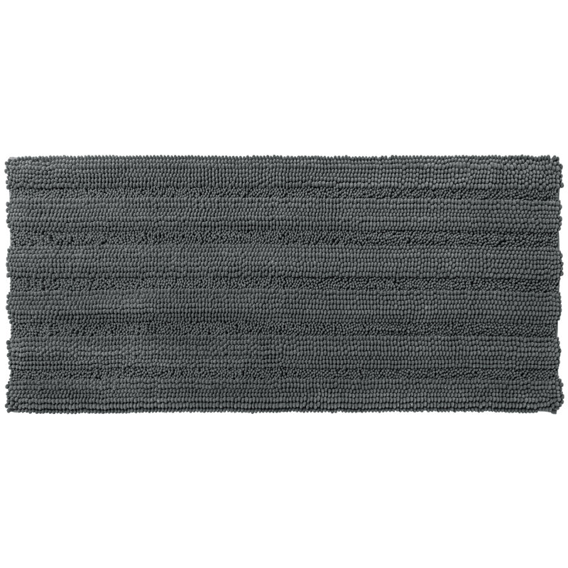 Tapis de salle de bain en chenille douce Chenault, tapis de bain rectangulaire en microfibre absorbant et antidérapant, Gris