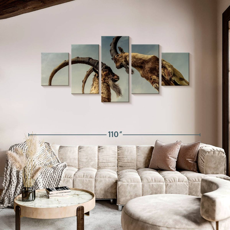 Horned Wild Goats, 42" H x 92" W