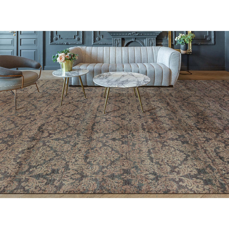 Hand Woven Wool Damask Area Rug