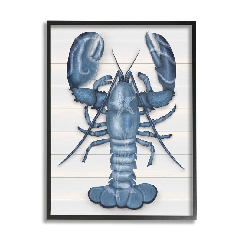 Étoile de mer homard détaillée, Giclée encadrée noir minuit, H 14 po x l 11 po x P 1,5 po