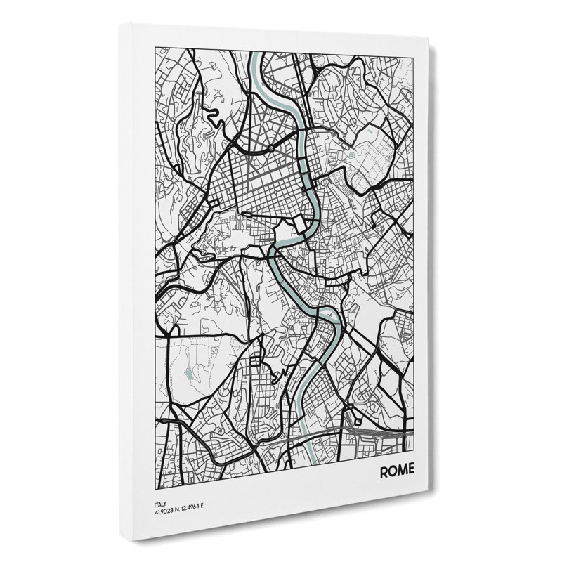 Map Rome Italy - Wrapped Canvas, 50cm H x 35cm W x 3cm D