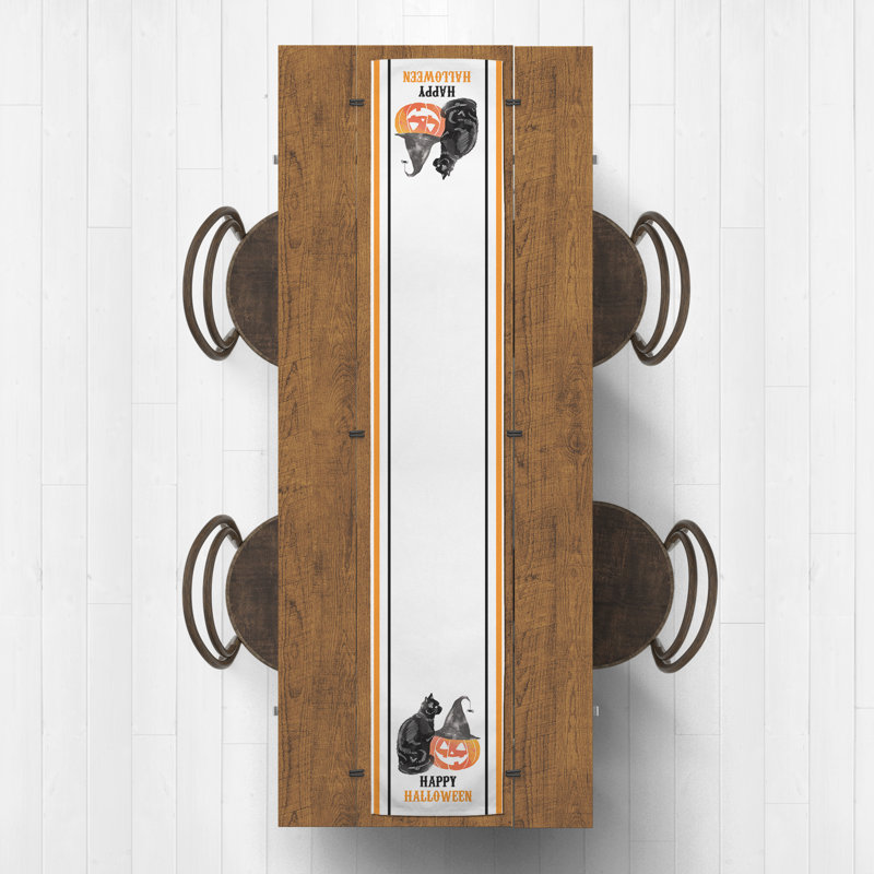 Speers Happy Halloween Cat and Pumpkin Table Runner, 72" x 16"