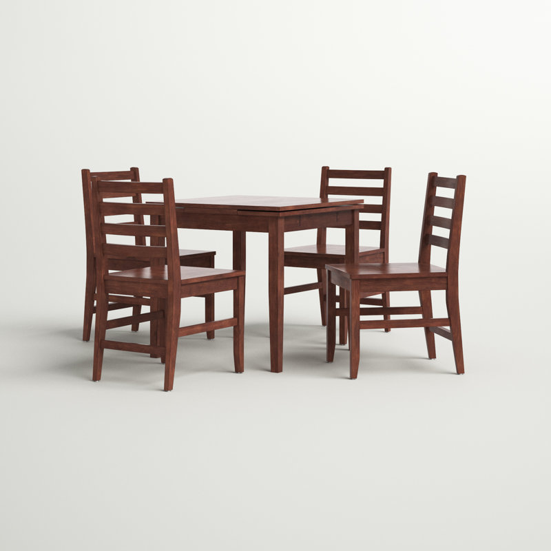 Marrone 2 - Person Extendable Solid Wood Solid Wood Top Four Leg Dining Set, 5 Pieces: 1 Table, 4 Chairs