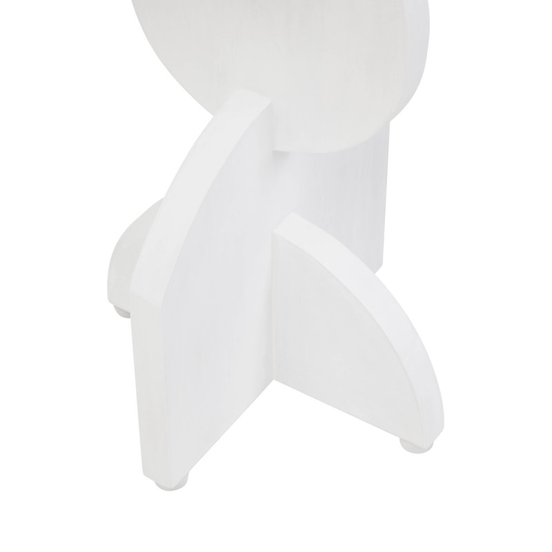 White Finish Mango Wood Abstract Side Table, White