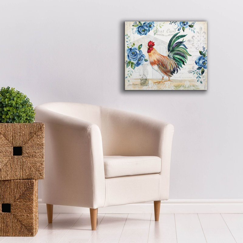  «Seasonal Rooster 2» par Jean Plout, art mural sur toile, H 20 po x l 24 po x P 0,75 po