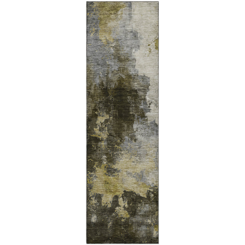 Tapis abstrait lavable à la machine de qualité supérieure Dahl AMF1072, Tapis de couloir 2 pi 3 po x 7 pi 6 po