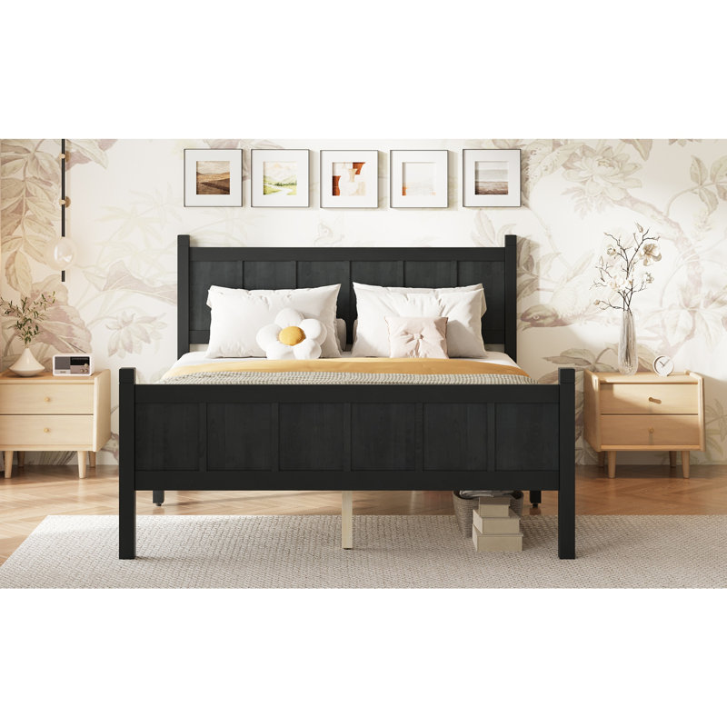 Flat Panel Bed with Headboard & Footboard, Noir, Full / Double
