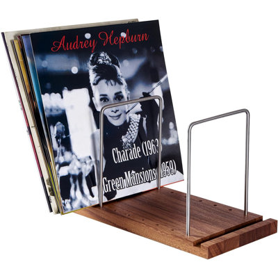 Vinyl Record Storage Holder, Wood Record Stand For Albums, 50-75 LP Vinyl Rack, Built-In Now Playing, For Albums Rack Organizer Record Display by 17 Stories