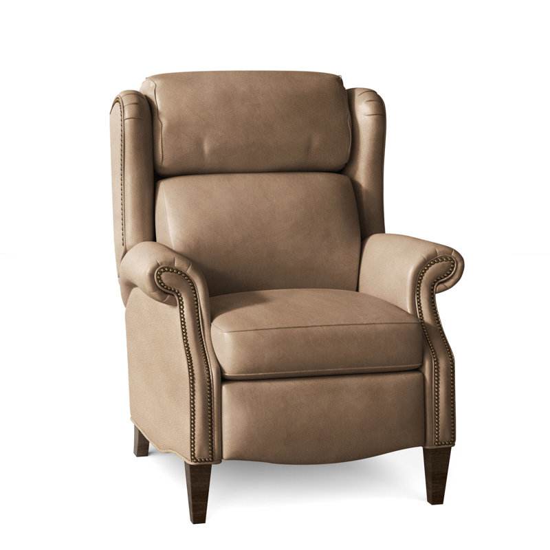 Miller Recliner, Aline Fumo Genuine Leather, Cobblestone, French Natural