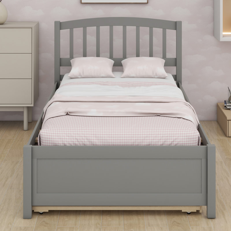 Lit plateforme avec lit gigogne, Gris
