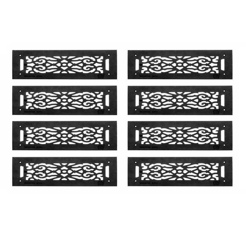 Grille d’air thermovictoriane en fonte d’aluminium 5,5 po x 16 po noir