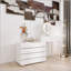 Commode à 10 tiroirs sans poignée prolongée, meuble-lavabo blanc pour un rangement organisé et sans poussière