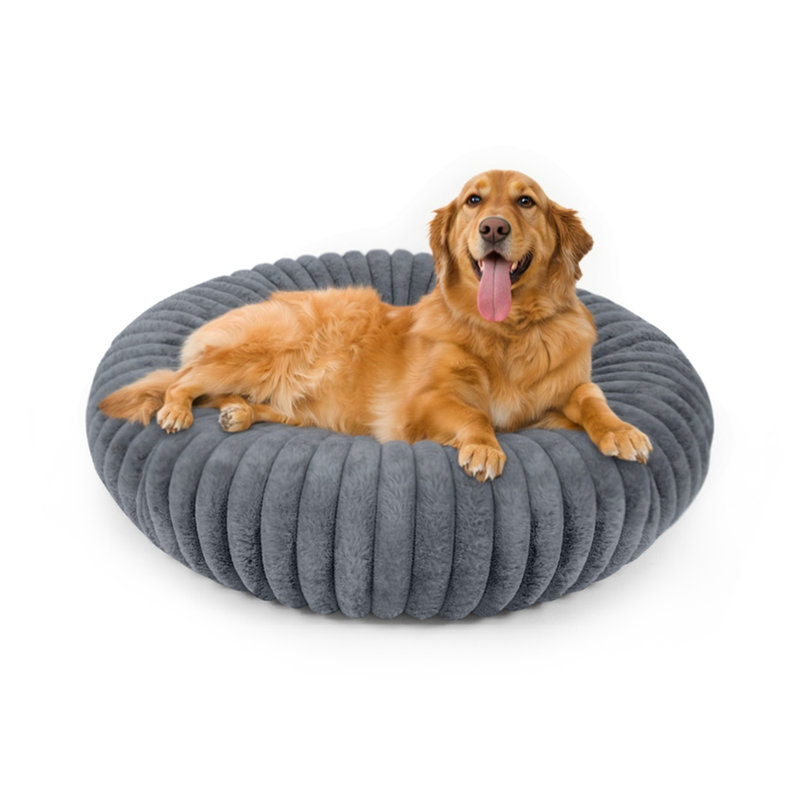 Lit pour chien Calming Donut, Gris, Grand (H 8 po x l 36 po x P 36 po)