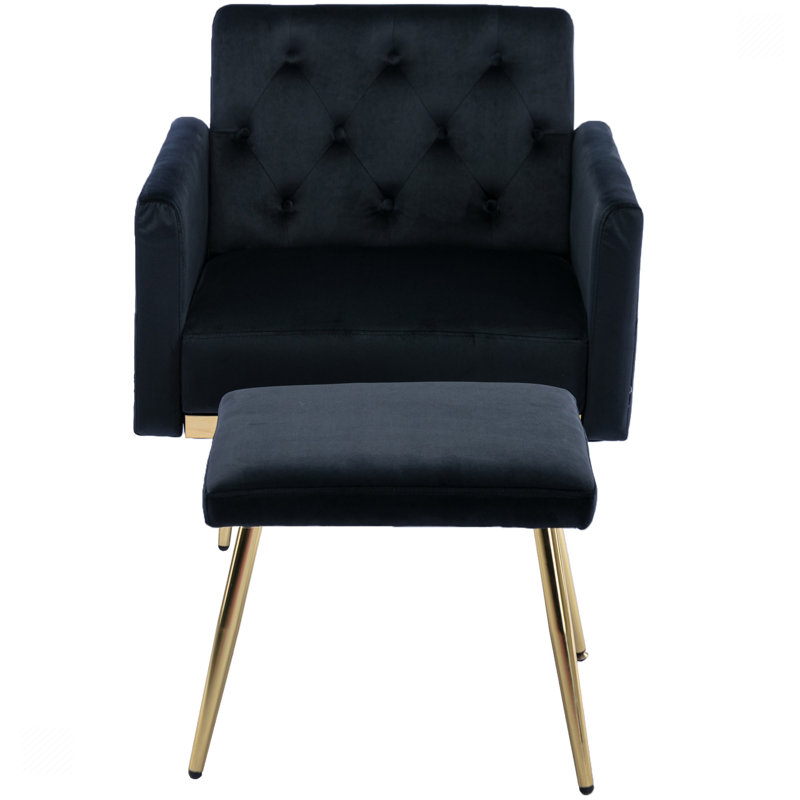 Chaise d'appoint avec accoudoirs et dossier réglables, Velours noir