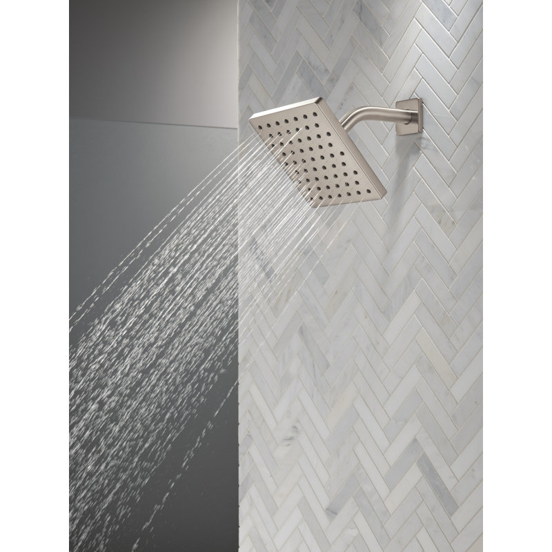Delta Modern Single Spray Brushed Nickel Shower Head, 6 Inch Square Shower Head, 1.75 GPM Flow Rate, Stainless, Stainless