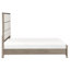 Très grand lit à panneau gris contemporain avec tissu en chenille beige sur la tête de lit et, essentiel pour une chambre à coucher moderne, sommier tapissier avec pieds de lit rembourrés et meubles-1788412421