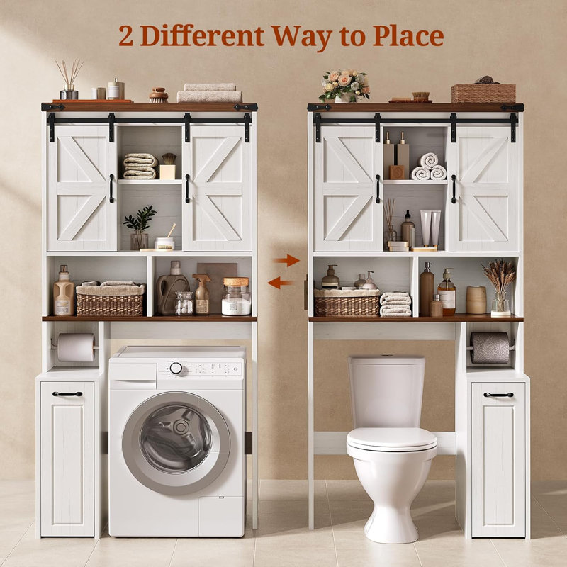 Armoire de rangement au-dessus de la toilette avec poulie Farmhouse