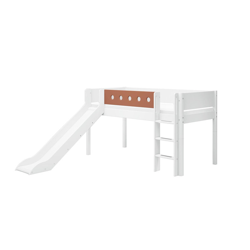 White Loft Bed Bed Frame, White/Brown