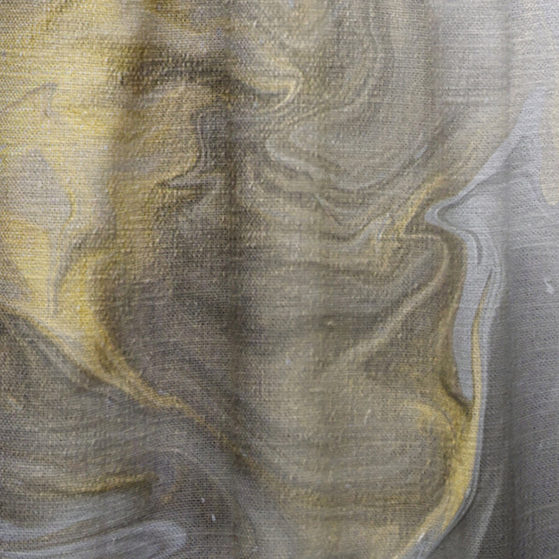 Vague de marbre jaune et gris sur fond blanc - Rideau abstrait - Velours obscurcissant - 1 panneau, L 52 po x L 84 po
