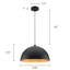     Luminaire suspendu noir à dôme martelé-977103002