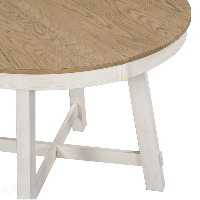 Table de salle à manger extensible Farmhouse, Blanc, Brun