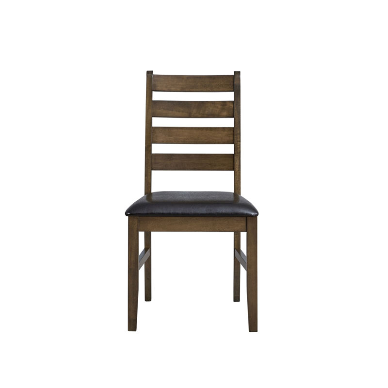 Ensemble de 2 chaises d'appoint en cuir synthétique brun et noyer Damica