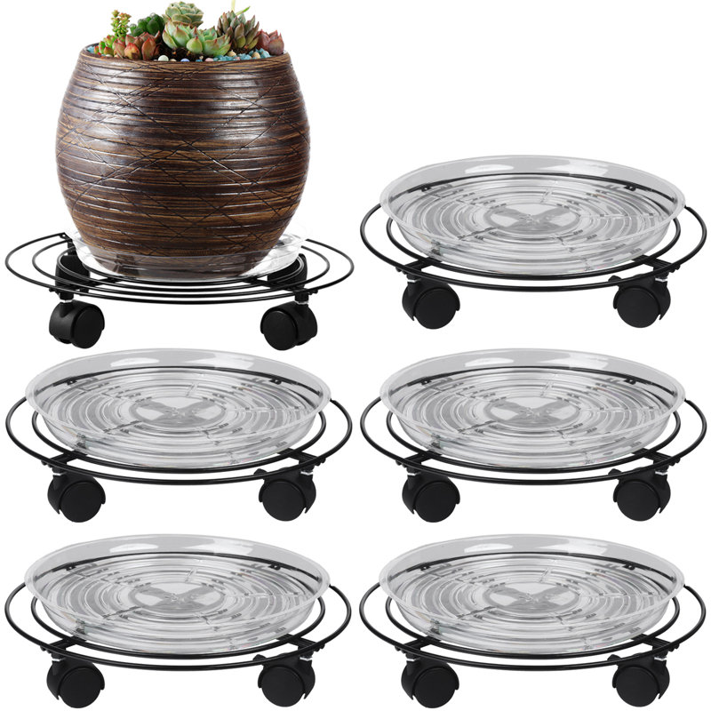 Mohatter Plant Stand, Black, 11.8" H x 11.8" W x 2.56" D
