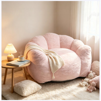 Grand fauteuil confortable en forme de nuage de pétales, adapté aux adultes et aux enfants. Fabriqué en velours de lapin artificiel.