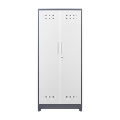 Metal Lockers, Cleaning Tool Cabinet With Locking Doors, High Broom Tool Storage Cabinet