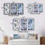 «Universal Grid Circular Watercolor Retro Blue II», 3 pièces sur toile-949821510-949821505