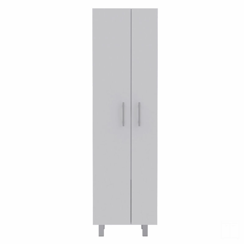 Armoire, armoire à deux portes, quatre pieds, cinq tablettes