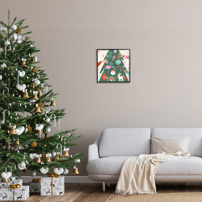«People Decorating Christmas Tree», art texturé giclée noire par Angela Nickeas