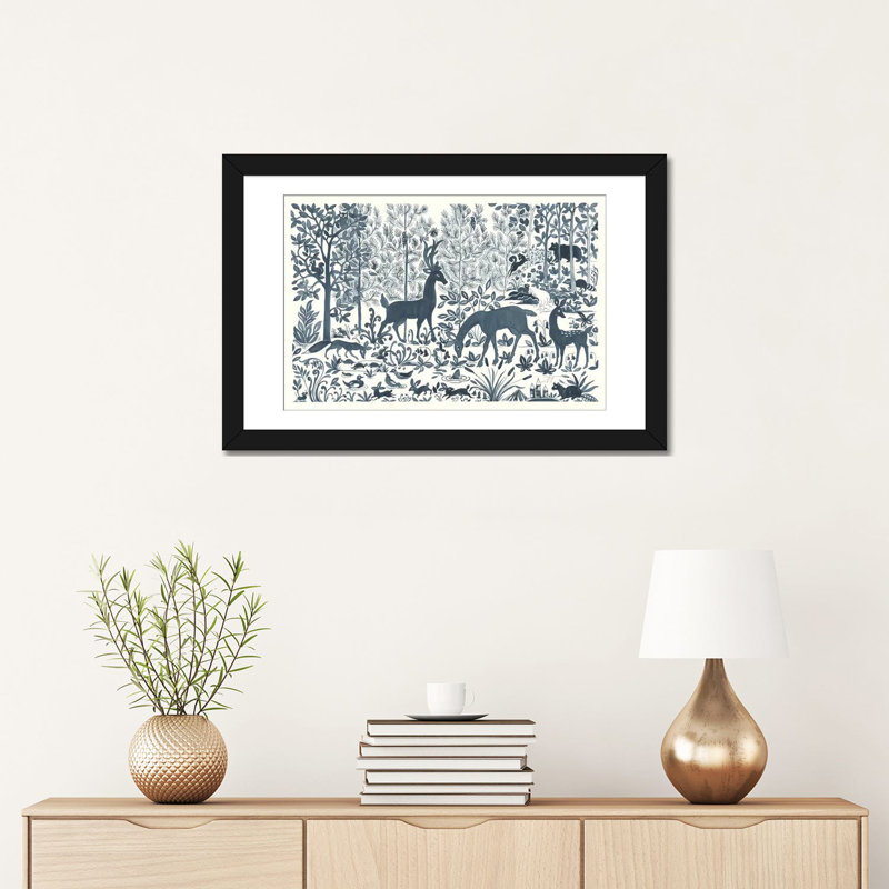 «Forest Life I», reproduction murale sur toile, H 24 po x l 32 po x P 1 po, Papier d'art encadré noir, Blanc