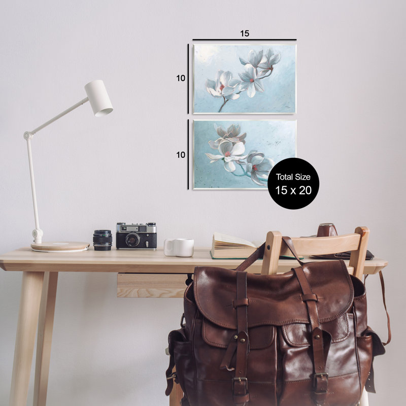 Ensemble de 2 plaques murales simples "Magnolia Branch Blossoms" par Wellington Studio, H 10 po x l 15 po