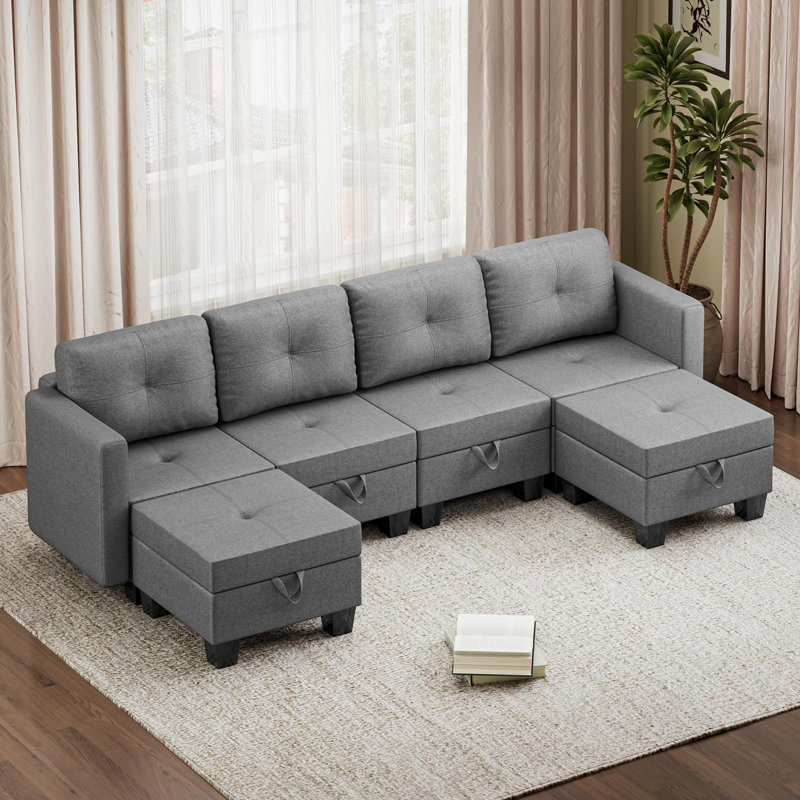 Fabric Sofa & Chaise, 4