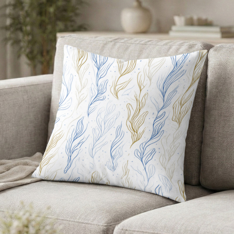 Coussin décoratif abstrait - Coussin imprimé bord de mer, H 16 po x l 16 po