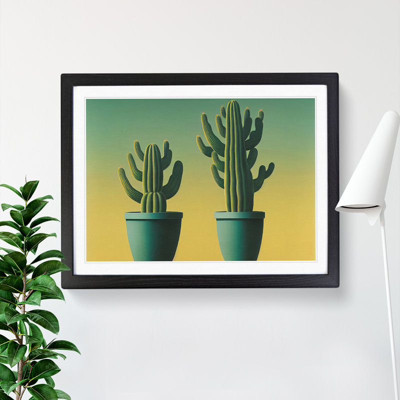Endearing Cactus - Single Picture Frame Print, Black Framed, 46cm H x 64cm W x 2cm D